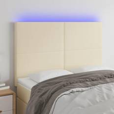 vidaXL LED gräddvit konstläder Sänggavel