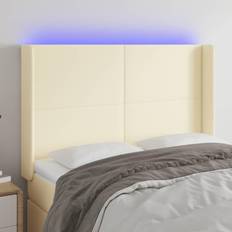 vidaXL LED gräddvit konstläder Sänggavel