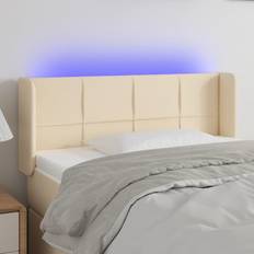vidaXL LED gräddvit tyg Sänggavel
