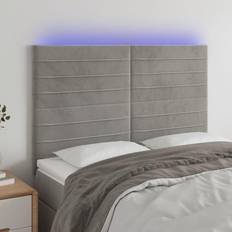 vidaXL LED ljusgrå sammet Sänggavel
