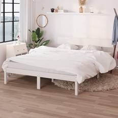 Contenitore Integrato Strutture letto vidaXL Giroletto Bianco in Legno Massello 120x190 cm Small Double