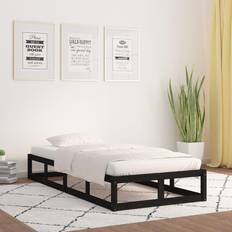 vidaXL black, 100 Solid Wood Bed Frame