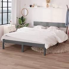 vidaXL Bedframe Massief Hout Grijs 120x190 cm