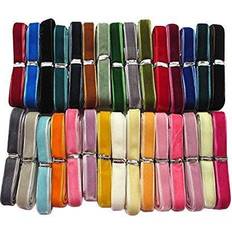 Multicoloured Ribbons, Tapes & Trims Chenkou craft 30 yards 3/8" velvet ribbon total 30 3/8"10mm multicolored