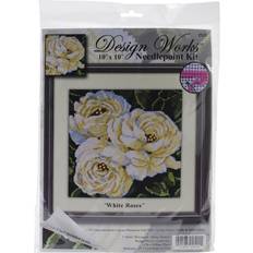 Needlepoint Kits Needlework Kits Design Works Neeedlepoint Kit 10"X10"-White Roses-Stitched In Yarn