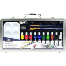 Multicolour Acrylic Paints Royal & Langnickel 18 piece acrylic art set artist paint tubes brushes palette in travel gift box