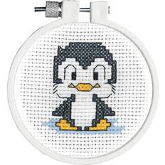 Michel Design Works Janlynn/Kid Stitch Mini Counted Cross Stitch Kit 3" Round-Penguin 11 Count