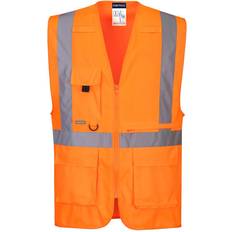 3XL - Hombre Chalecos de Trabajo Portwest Chaleco de trabajo flúor Executive con abertura frontal multibolsillos C357