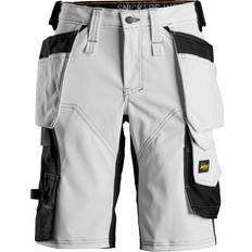 White Work Pants Snickers AllroundWork Women's Stretch Shorts Holster Pockets - White/Black
