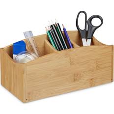 Relaxdays Bamboo Desk Organiser, Pencil Holder