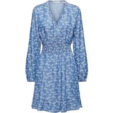 EDC by Esprit Floral Print Denim Mini Dress - Blue Medium Washed