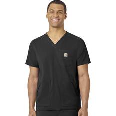 Work Tops Carhartt Medical Men's Modern Fit 5-Pocket V-Neck Scrub Top, Black