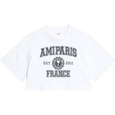 Ami Paris Women T-shirts Ami Paris France Cotton-Jersey T-Shirt - Wool Tricotine White