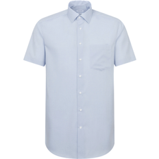 Seidensticker Non-iron Fil a Fil Short Sleeve Business Shirt - Light Blue