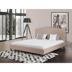 Beige Estructuras de cama Beliani Cama Tapizada En Poliéster Beige 180 x 200 cm