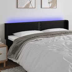 vidaXL LED Svart 183x16x78/88 cm Konstläder Sänggavel