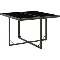 Noir Tables de Salle à Manger d'Extérieur vidaXL Garden Table Black 109x107x74 cm Poly Rattan And Glass