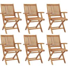 Teak Garden Chairs vidaXL 6x Solid