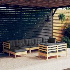 vidaXL Jardin 9 pcs Avec Coussins Mobilier de Patio Meubles Ensemble de Salon d'Extérieur