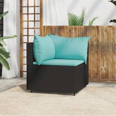 Blu Divani Modulari vidaXL Angolare da Giardino con Cuscini in Polyrattan Nero MXL 70522 Divano Modulare