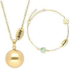 Gravidhalsband och Armband Baby/Mum Guld