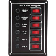 Elpanel med 6 strömbrytare och termosäkringar, 12V