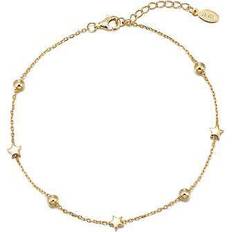 The Love Silver Collection Gold Plated Sterling Silver Star Single Anklet, Gold, Women