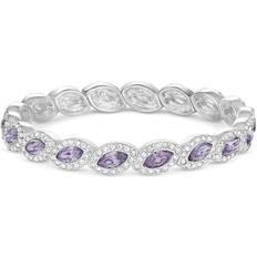 Jon Richard Silver Plated Lavender And Crystal Navette Stretch Bracelet