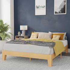 Wooden box bed frames Flash Furniture Evelyn Natural Pine Queen