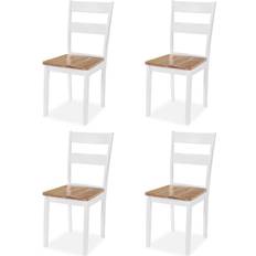 Marron Chaises de Cuisine vidaXL Bois d'Hévéa Massif 4 pcs Chaise de Cuisine 2pcs