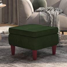 vidaXL Taburete Con Patas De Madera Terciopelo Verde Oscuro Reposapiés