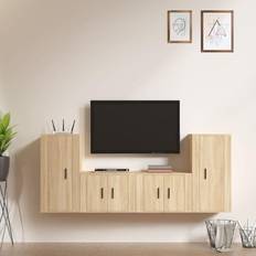 vidaXL Set Di Mobili Porta 4 pz Rovere Sonoma In Legno Multistrato Mobile TV