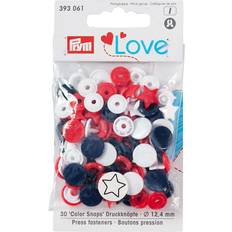 Vita Tryckknappar Prym Lov Color Snaps Tryckknappar Plaststjärna 12,4mm Bland. Röd/Vit/N