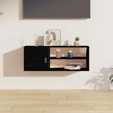 Svarte Veggskap vidaXL Schwarz 80 x 30 x 30 cm Wandschrank