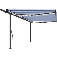 Blu Tendalini da Giardino vidaXL Tenda Da Sole Retrattile Manuale Con LED 5x3,5 m Blu e Bianca