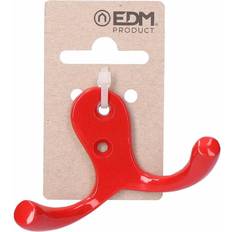 Rojo Ganchos para toallas Edm Colgador Doble Aluminio Rojo