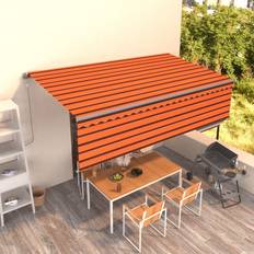 Multicolor Toldos de Patio vidaXL Toldo Retráctil Automático Con Persiana Naranja Marrón 5x3 m