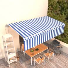 Giardino e Ambiente Esterno vidaXL Tenda Sole Retrattile Automatica Con Parasole 6 x 3 m Blu Bianco