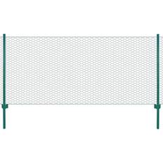 Vert Clôtures en Treillis Soudé vidaXL Clôture En Grillage Métallique Avec Poteaux Panneau De Clôture Protection Pour Volaille Chiots Jardin Cour Arrière Extérieur Acier