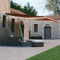 vidaXL Markise + vindsensor 450x300 automatisk orange/brun