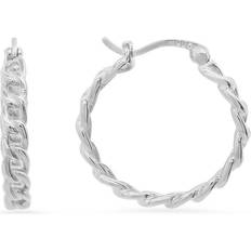 Queen Jewels 925 Sterling Silver Curb Chain Hoop Earrings