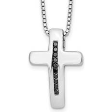 Silver cross necklace Harmony 1/10 carat ctw black diamond cross necklace sterling silver with ch