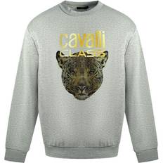 Men's Class Leopard Print Logo Grey Jumper - Grey