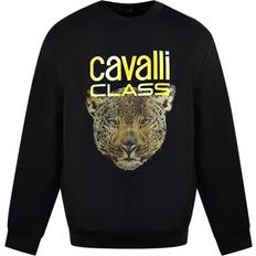 Leopard - Men Jumpers Roberto Cavalli Men's Class Leopard Print Logo Jumper - Black