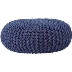 Noir Poufs Homescapes Grand Rond Tressé En Tricot Bleu Marine Pouf