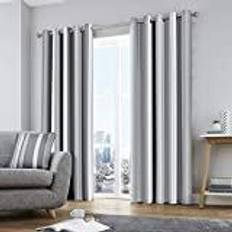 Fusion Grey White Whitworth Eyelet Curtains