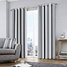 Fusion Grey White Whitworth Eyelet Curtains