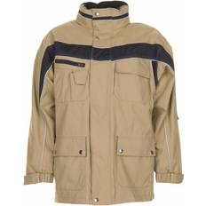Beige - Herre Arbejdsjakker Planam Plaline All Weather Jakke - Grøn/Sort