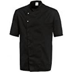 Chef's Jacket 1/2 Sleeve Stand-Up Collar Concealed Press Stud Band - Black