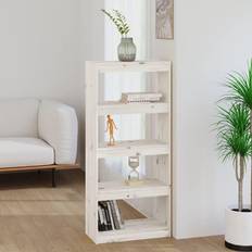 vidaXL Bogreol 60 x 30 x 135,5 cm Massivt Fyrretræ Hvid Rumdeler